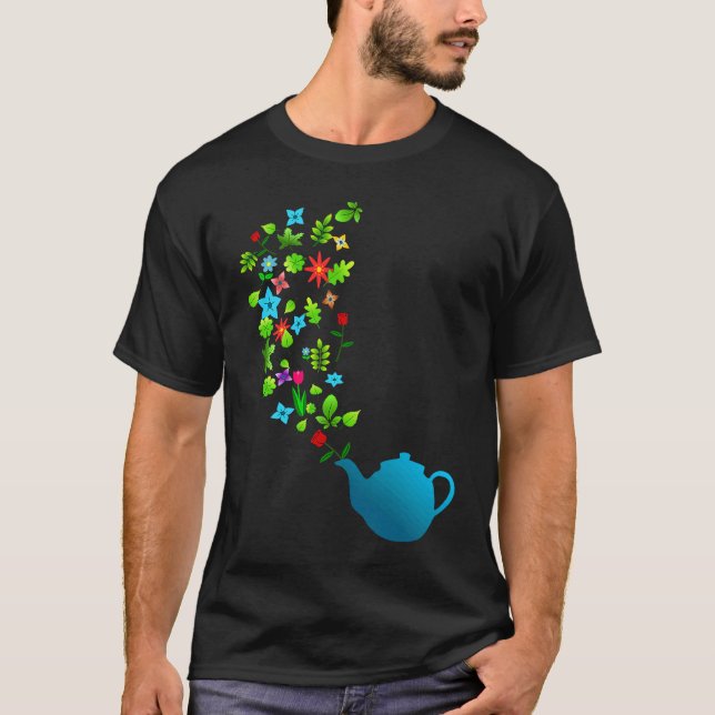 Blomsterträdgård Tekanna T Shirt (Framsida)