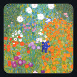 Blomsterträdgård vid Gustav Klimt vintageblommigt Fyrkantigt Klistermärke<br><div class="desc">Bauerngarten/för blomsterträdgården/för stugan målade trädgårds- vintagekonst i 1905 av den österrikiska symbolisten & art nouveaukonstnären Gustav Klimt (1862-1918)</div>
