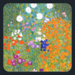 Blomsterträdgård vid Gustav Klimt vintageblommigt Fyrkantigt Klistermärke<br><div class="desc">Bauerngarten/för blomsterträdgården/för stugan målade trädgårds- vintagekonst i 1905 av den österrikiska symbolisten & art nouveaukonstnären Gustav Klimt (1862-1918)</div>