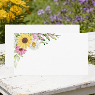 Blomsterträdgård Vildblomma Solros Daisy Bröllop Placeringskort