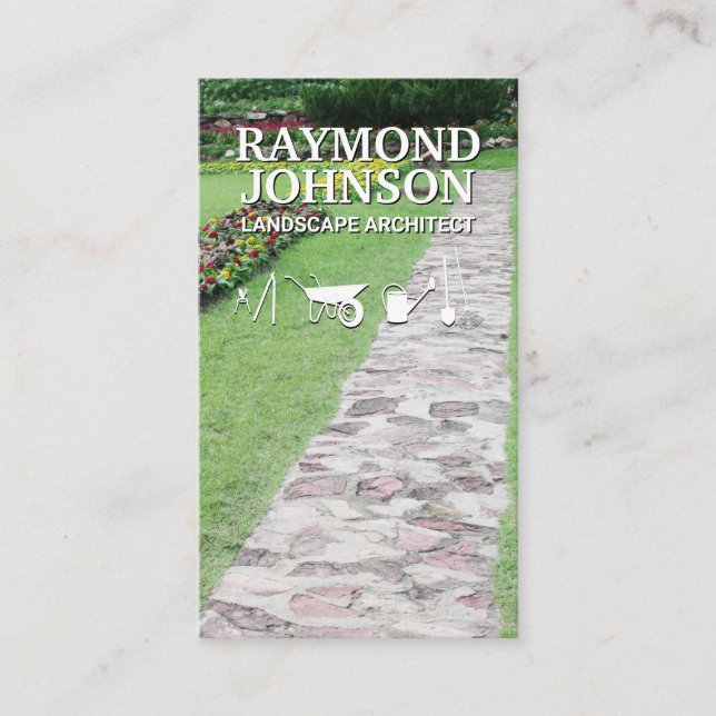 Blomsterträdgård | Walkway Väg |  Verktyg Visitkort (Framsida)