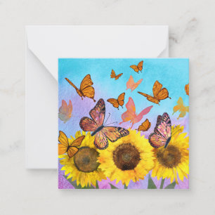 Blomsterträdgården Bevackra Sunblommor Butterflies Anteckningskort