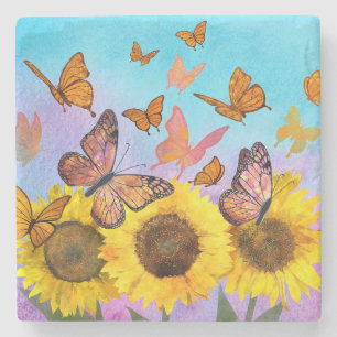 Blomsterträdgården Bevackra Sunblommor Butterflies Stenunderlägg