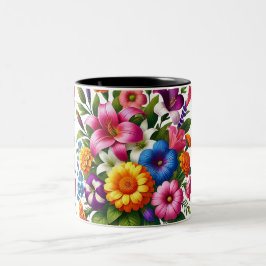 Blomsterträdgården Bright Zinnias & Cosmos - Cheer Två-Tonad Mugg