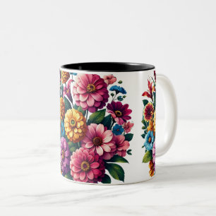Blomsterträdgården Bright Zinnias & Cosmos Två-Tonad Mugg
