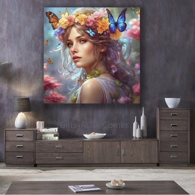 Blomsterträdgården Fantasy Fairy Butterflies Canvastryck (Fantasy Fairy Butterflies)