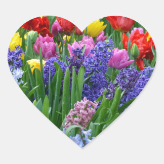 Blomsterträdgården Färgfull vår Hjärtformat Klistermärke