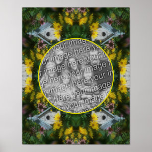 Blomsterträdgården för fågelhus Skapar ditt eget f Poster