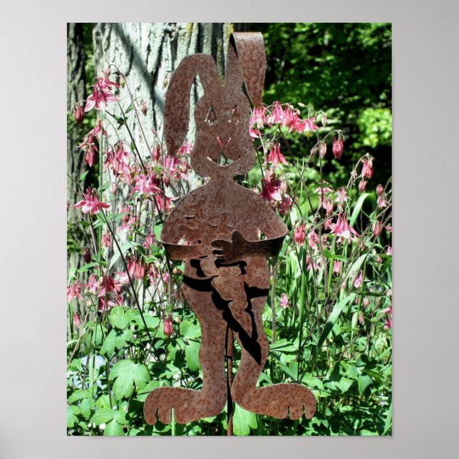 Blomsterträdgården Rusty Rabbit Columbine Poster (Framsidan)