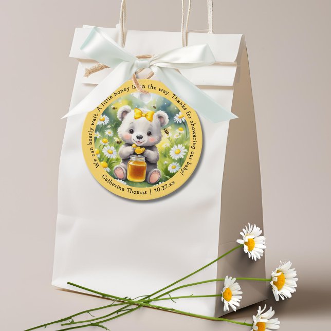 Blomsterträdgården Vår Baby Shower för honungsbjör Gåvor Etiketter (Skapare uppladdad)
