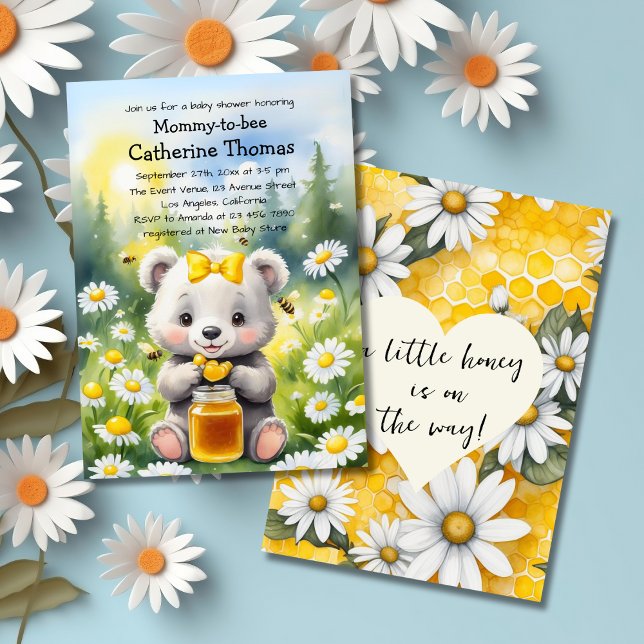 Blomsterträdgården Vår Baby Shower för honungsbjör Inbjudningar (Skapare uppladdad)