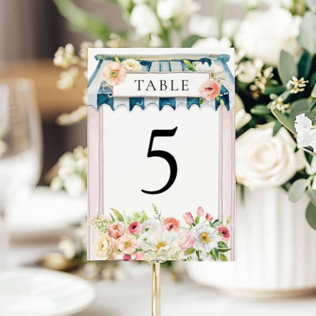 Blomsterträdgårdens Möhippa Bordsnummer (Elegant Garden Bridal Shower Table Number Card)