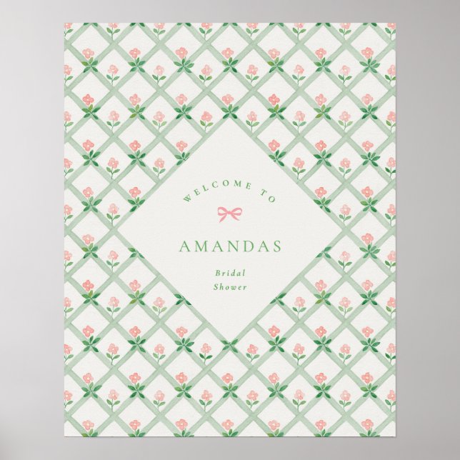 Blomsterträdgårds firande välkomstskylt för bröllo poster (Framsidan)