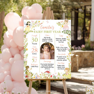 Blomsterträdgårdsälva Första Års Foto Milstolpe Poster