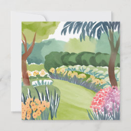 Blomsterträdgårdspromenad | Blommor Natur Akvarell Kort