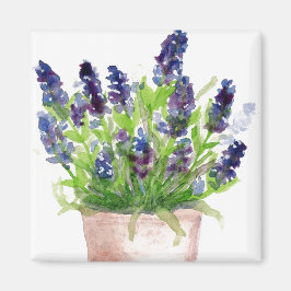 Blomstervattenfärg Lavendel Magnet
