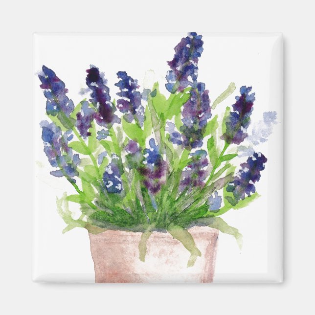 Blomstervattenfärg Lavendel Magnet (Framsidan)