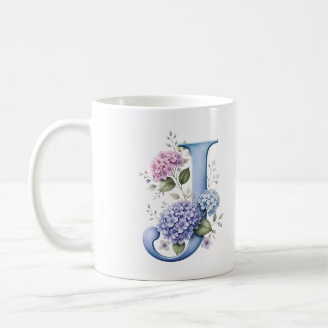 Blomstervävd J Hydrangea Blomma Personlig Mugg (Vänster)