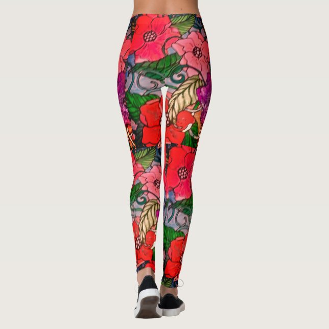 Blomstift för kvinnor leggings (Baksida)