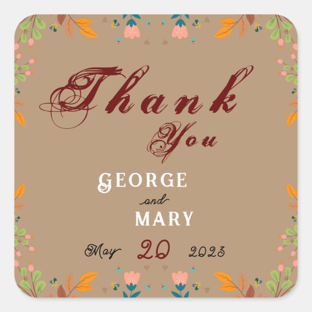 Blomstil    fyrkantigt klistermärke (Framsida)