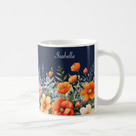 Blomstra Där Du Är Planterad Marinblå Blommor Kaffemugg