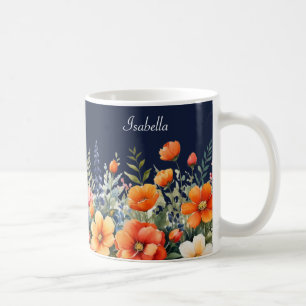 Blomstra Där Du Är Planterad Marinblå Blommor Kaffemugg