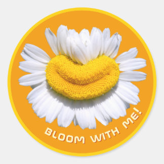 "blomstra med mig!" Charmomilla Smiles Orange Runt Klistermärke
