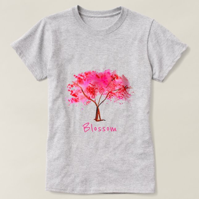 Blomstra slogan med det rosa körsbärsröda t shirt (Design framsida)