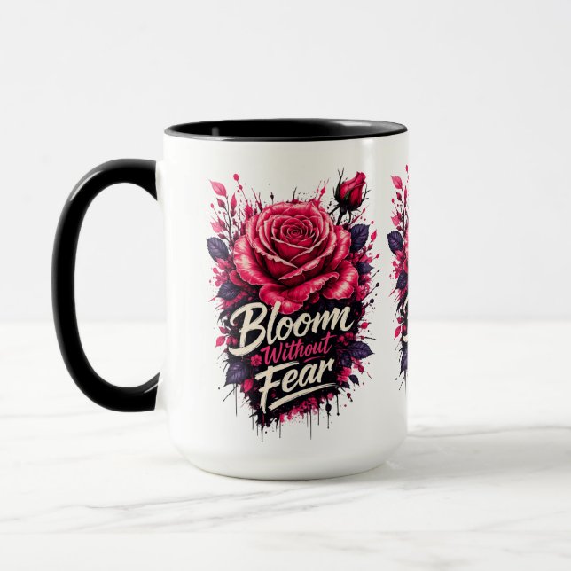 Blomstra Utan Rädsla Ros Blommig Tvåtons Kaffemugg (Vänster)