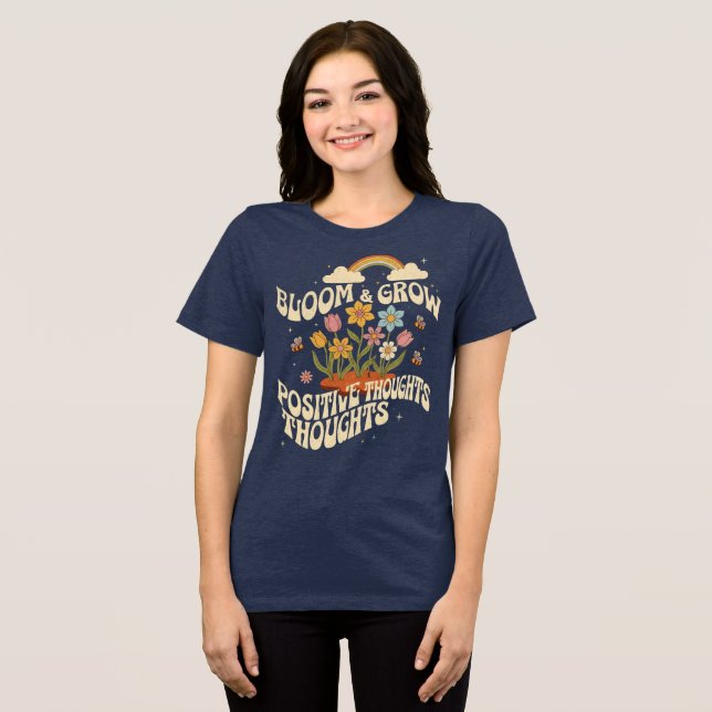 Blomstra & Växa – Positiva Tankar Retro T Shirt (Framsida Full)