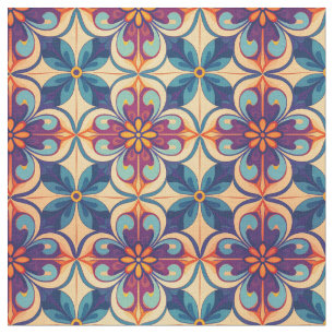 Blomstrade talavera-stil kakelinspiration tyg