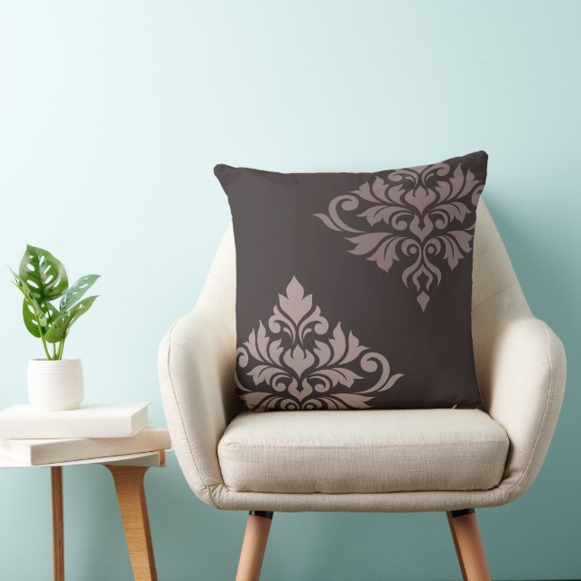 Blomstrande Damask Konst II Taupes Kudde (Stol)