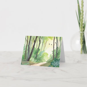Blomstrande Grön Skog Natur Akvarell Kort
