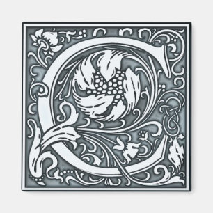 blomstrande silver monogram -C Magnet