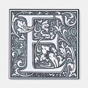 blomstrande silver monogram - E Magnet