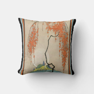Blomstrar orientalisk korall för art déco kudde