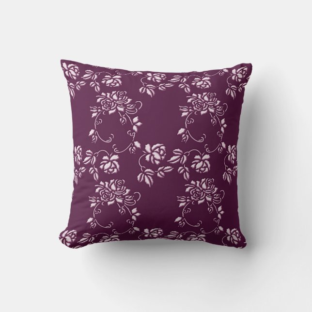 Blomstret lila retroelement kudde (Framsida)