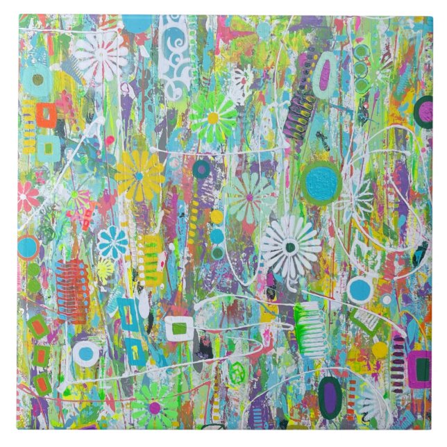 Blomström 6 x 6 keramiska plattor kakelplatta (Framsidan)