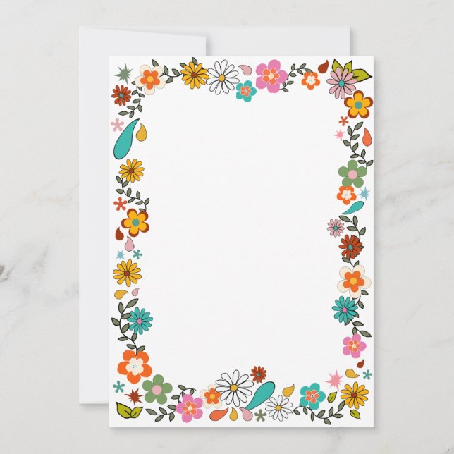 Blomström 70:s inspirerade gräns inbjudningar (Framsida)