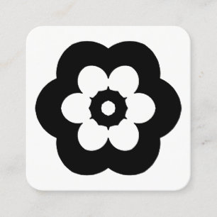 Blomsymbol - svart på vitt fyrkantigt visitkort