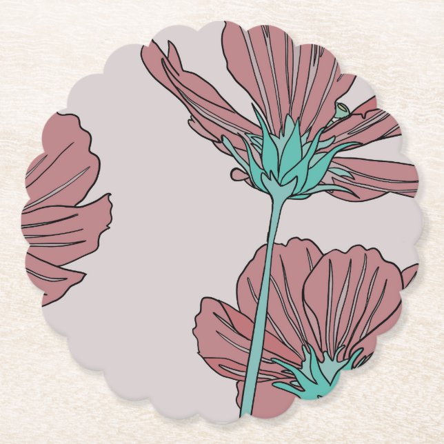 Blomtema, vallmomönster underlägg papper (Framsida)