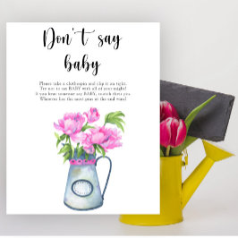 Blomvas baby shower - Säg inte baby Affisch