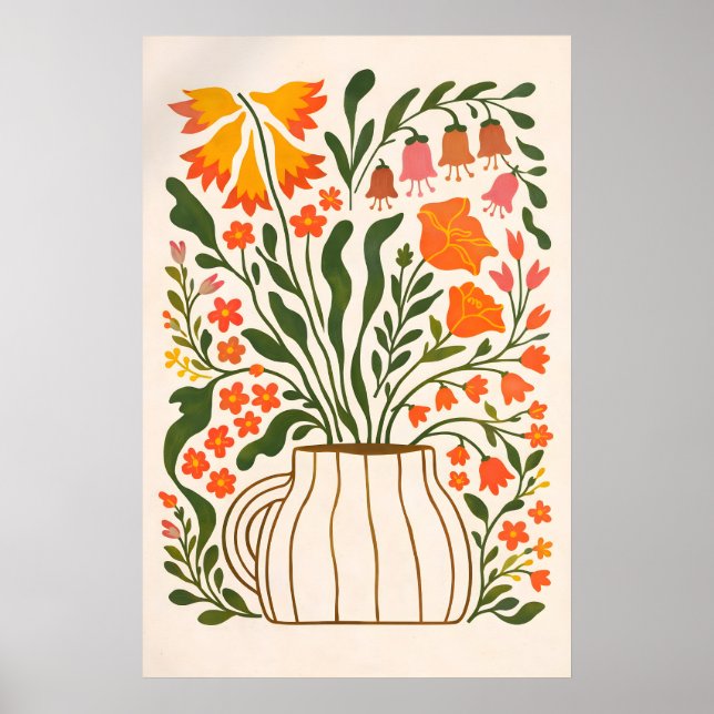 Blomvasaffisch, skandinavisk botanisk vägg poster (Framsidan)