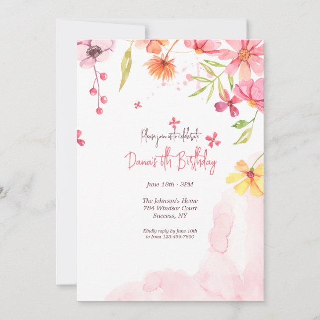 Blomvattenfall  inbjudningar (Framsida)