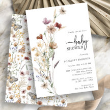 Blomvit baby shower-inbjudan