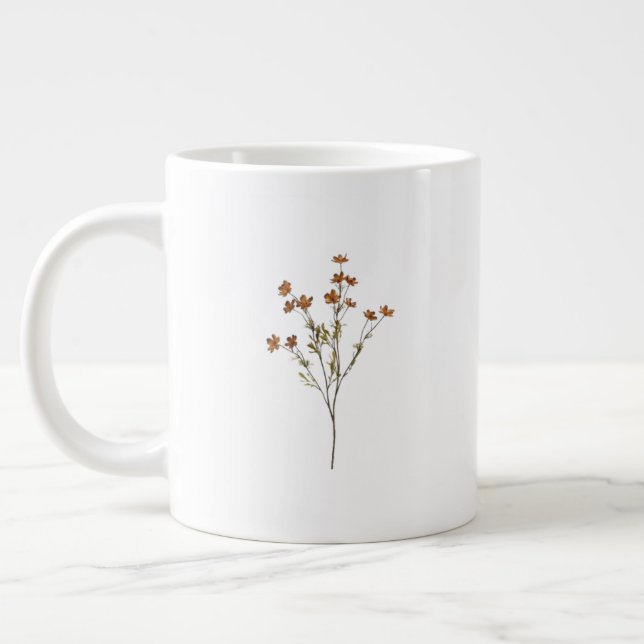 Blomvit mugg | Enkel blomdesign kaffekopp Jumbo Mugg (Vänster)
