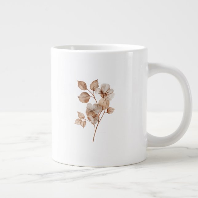 Blomvit mugg | Estetisk blomkrukka kaffekopp Jumbo Mugg (Höger)