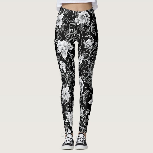Blomvit spets leggings (Framsida)