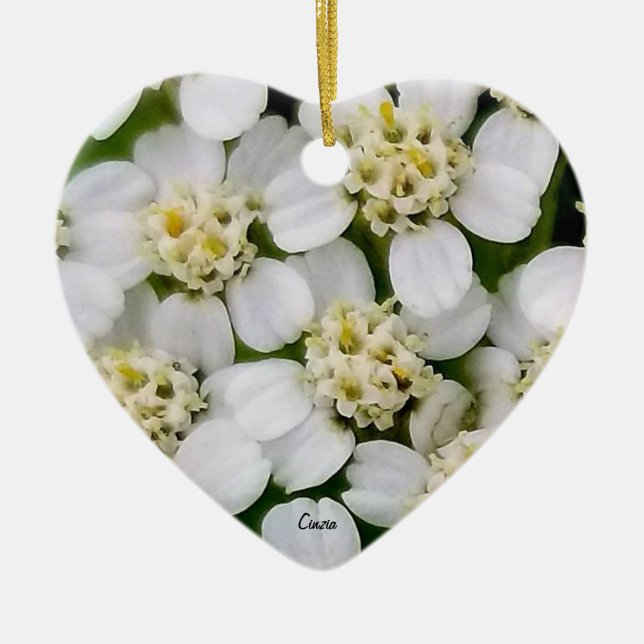 Blomvita blommor Ceramic Ornament (Framsidan)