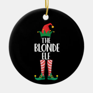 Blond älva som matchar familjens julfest älva julgransprydnad keramik